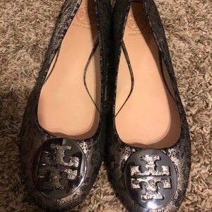 Tory Burch Flats Metallic Leopard Print Leather